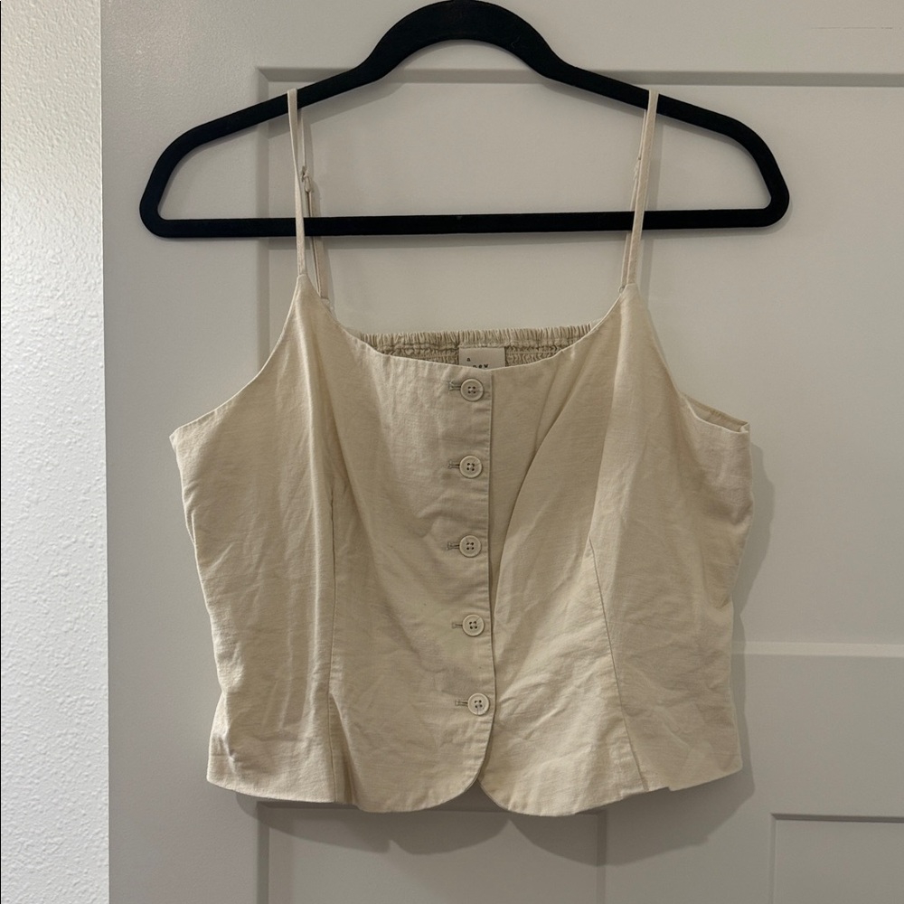 a new day Cream Button-Front Spaghetti Strap Cami